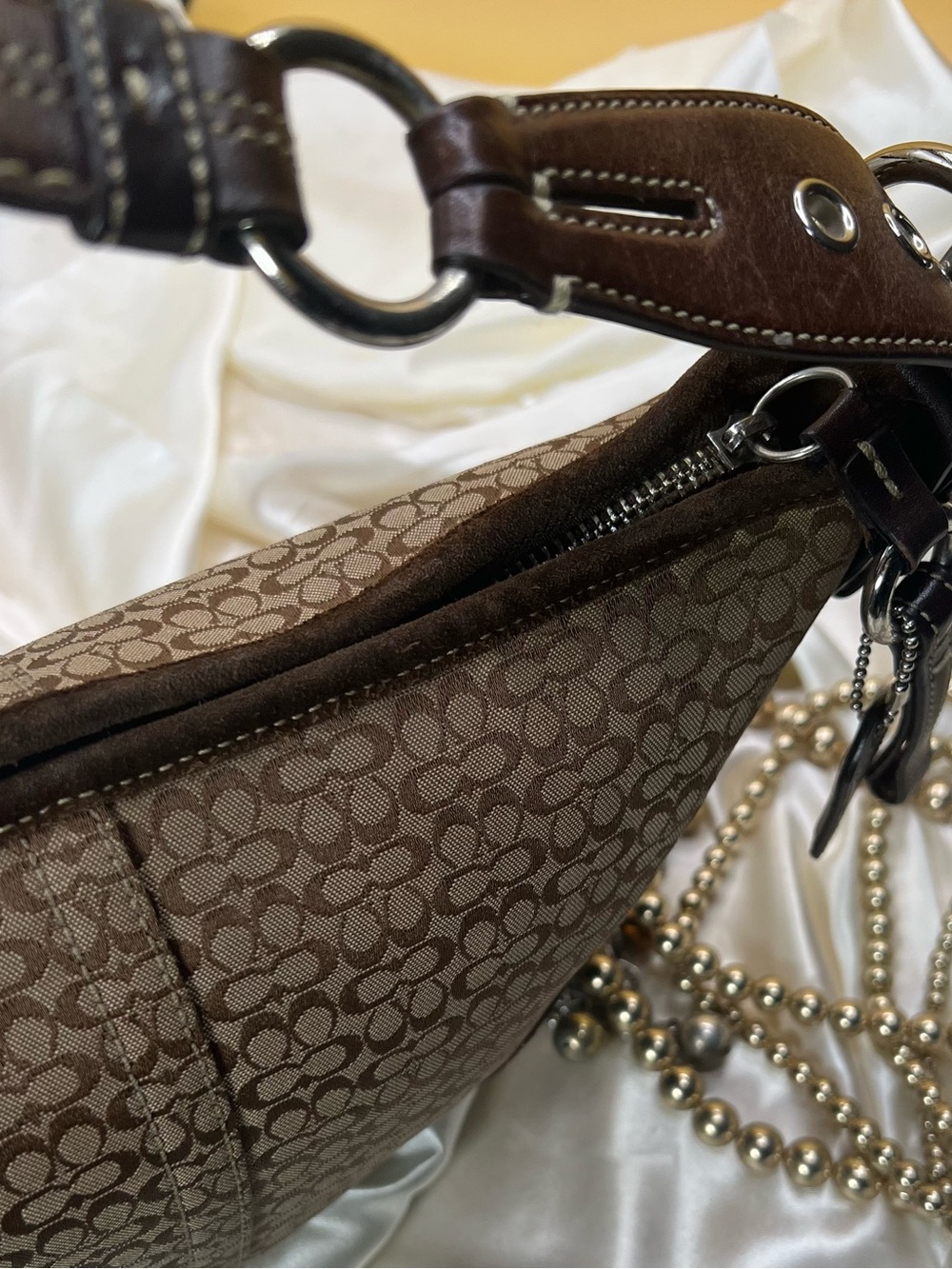 COACH Brown SoHo Hobo Vintage Signature Jacquard Shoulder Bag F05N-1460 - Picture 5 of 9
